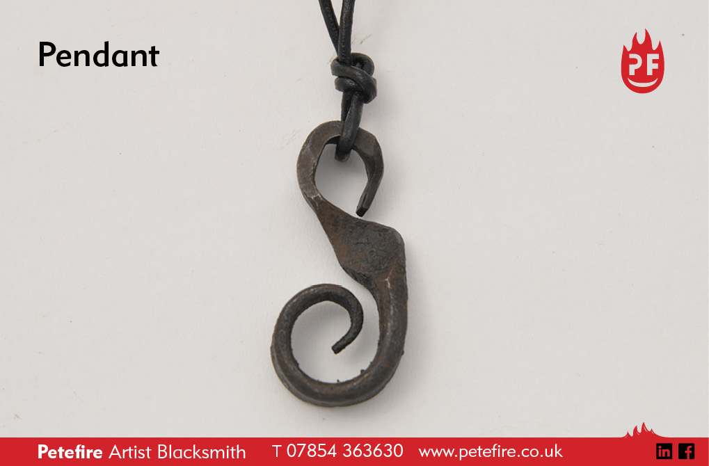 Petefire Artist Blacksmith, forged s-shape pendant