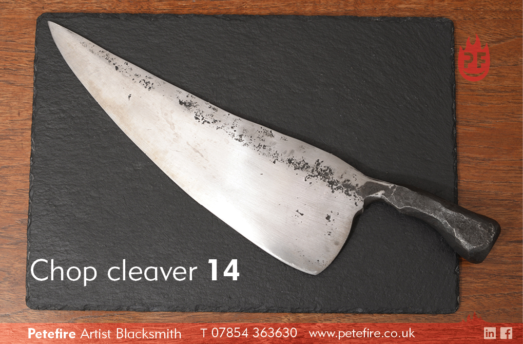 Petefire Artist Blacksmith kitchen knives: chop cleaver