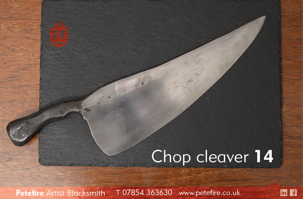 Petefire Artist Blacksmith kitchen knives: chop cleaver