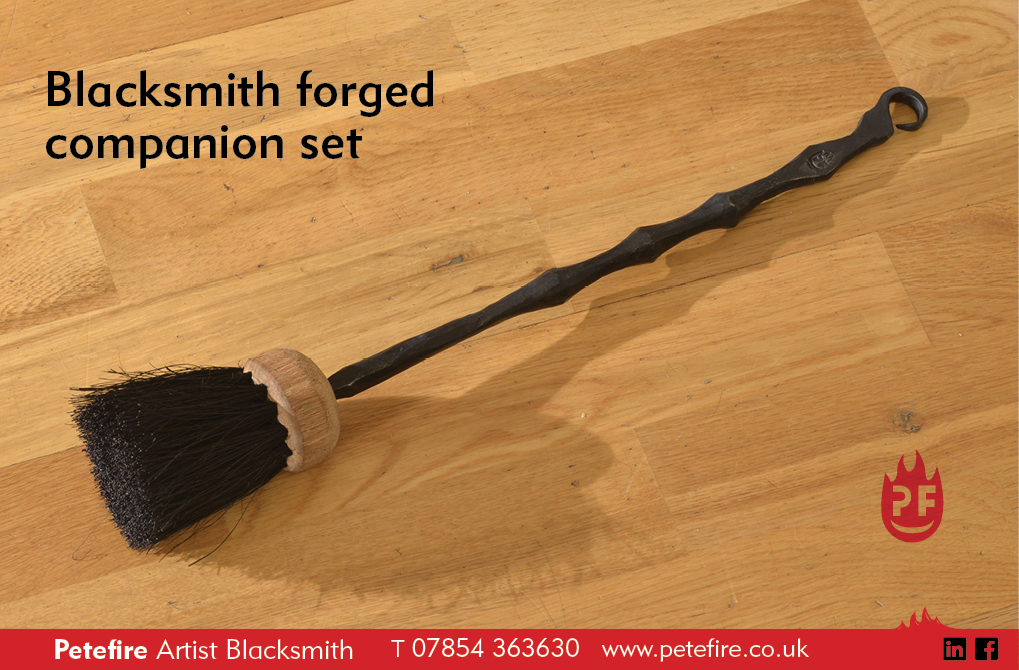 Brush, part of a hand forged companion set, Herts, England