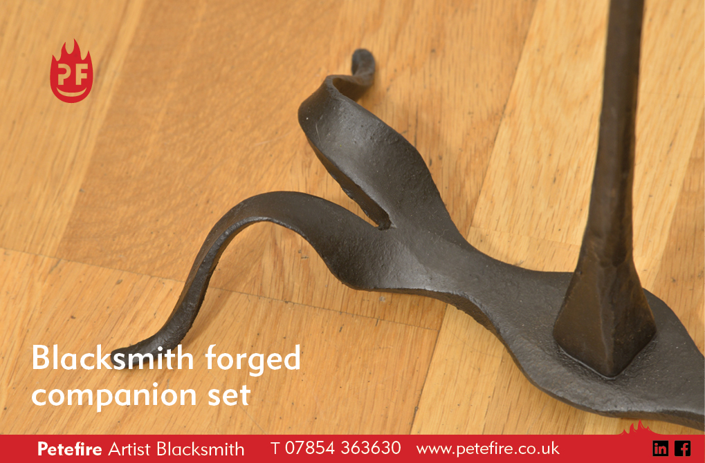 Detail from hand forged companion set, designed & made by Petefire