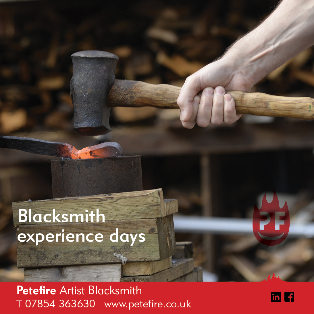 Petefire Artist Blacksmith, forging experience days in Chiswell Green, St Albans, Herts