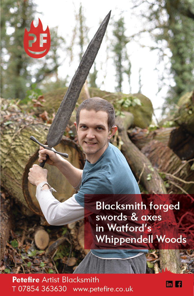 Blacksmith forged axes & hammers, Whippendell Woods, Watford, Herts