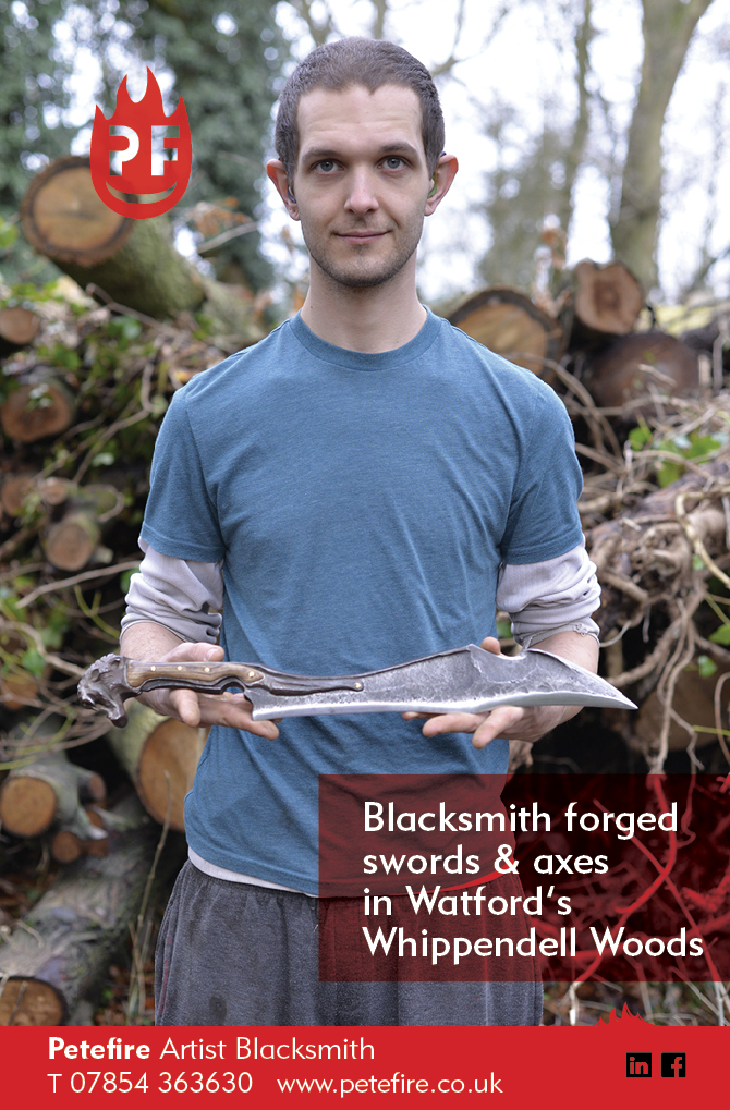 Blacksmith forged axes & hammers, Whippendell Woods, Watford, Herts