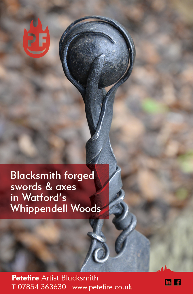 Blacksmith forged axes & hammers, Whippendell Woods, Watford, Herts