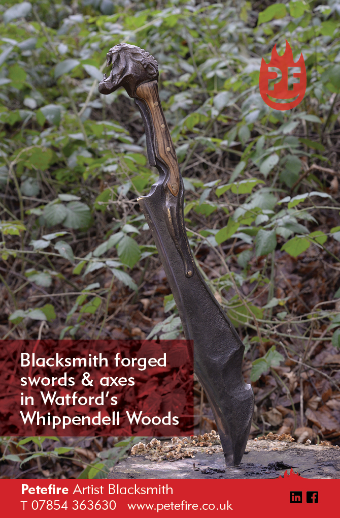 Blacksmith forged axes & hammers, Whippendell Woods, Watford, Herts