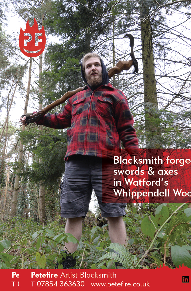 Blacksmith forged axes & hammers, Whippendell Woods, Watford, Herts