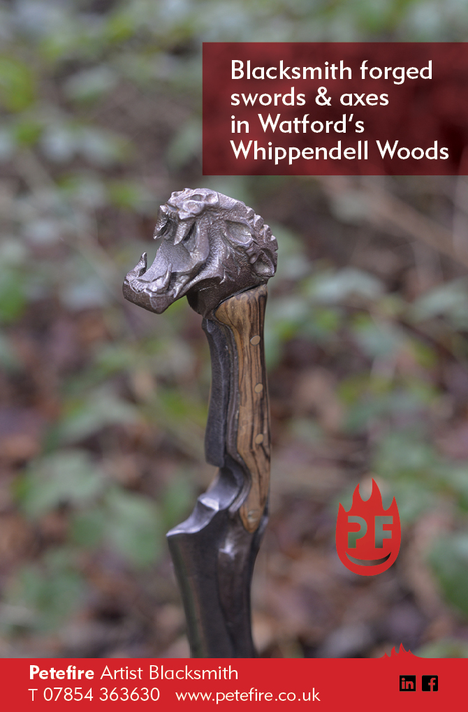 Blacksmith forged axes & hammers, Whippendell Woods, Watford, Herts