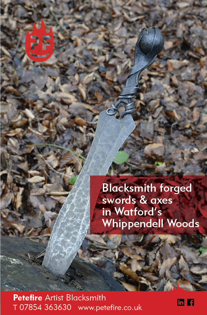 Blacksmith forged axes & hammers, Whippendell Woods, Watford, Herts