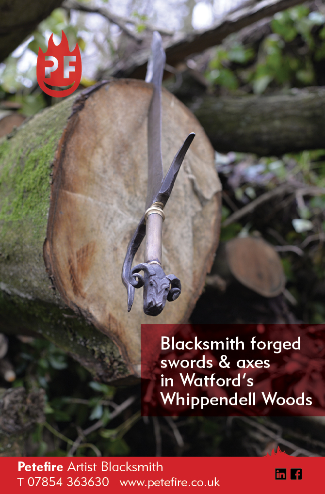 Blacksmith forged axes & hammers, Whippendell Woods, Watford, Herts