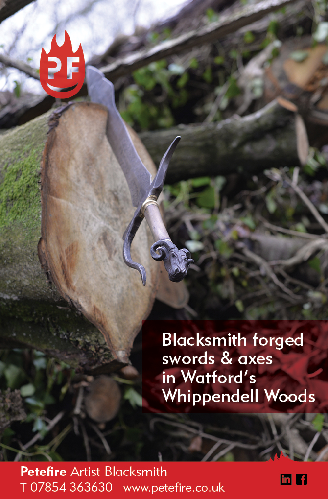 Blacksmith forged axes & hammers, Whippendell Woods, Watford, Herts