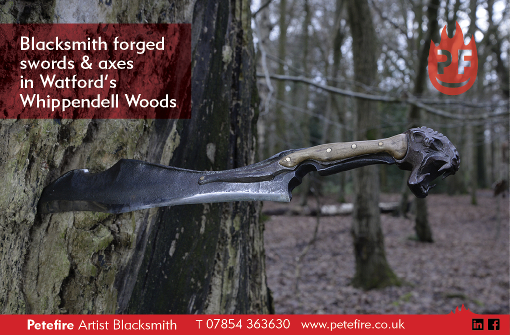 Blacksmith forged axes & hammers, Whippendell Woods, Watford, Herts