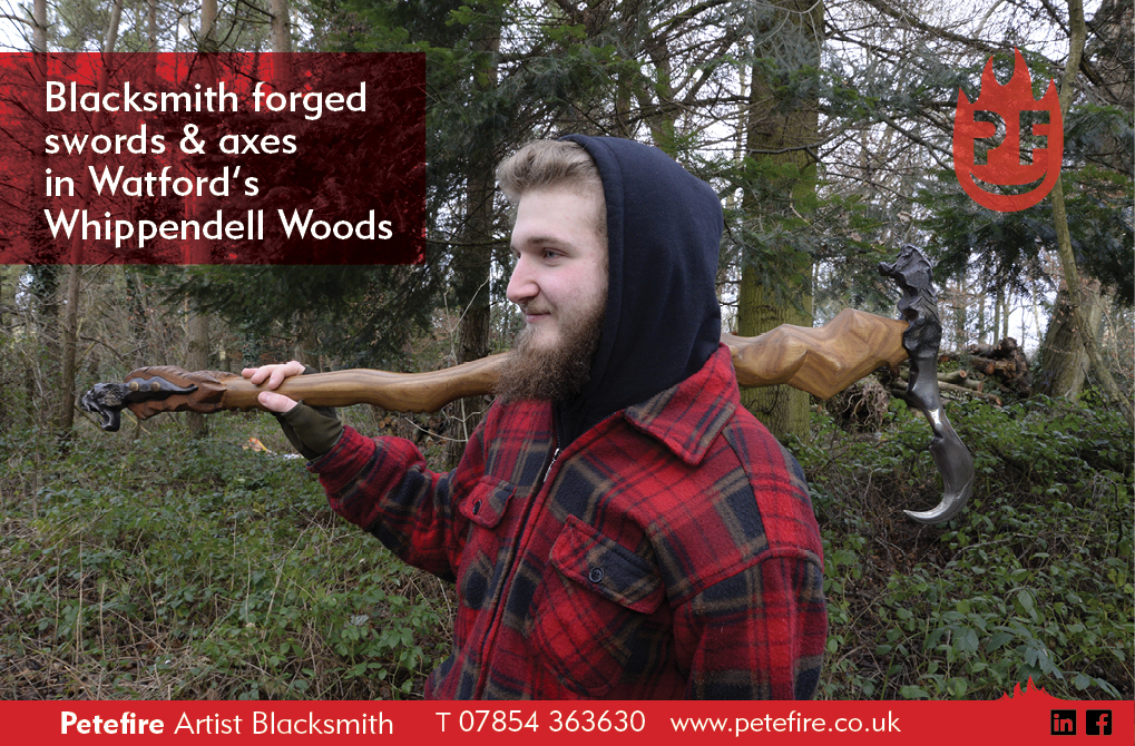 Blacksmith forged axes & hammers, Whippendell Woods, Watford, Herts