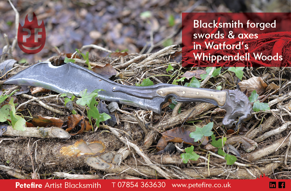 Blacksmith forged axes & hammers, Whippendell Woods, Watford, Herts