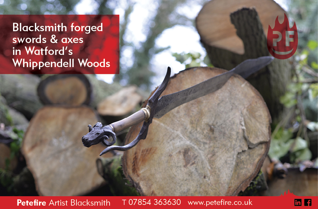 Blacksmith forged axes & hammers, Whippendell Woods, Watford, Herts