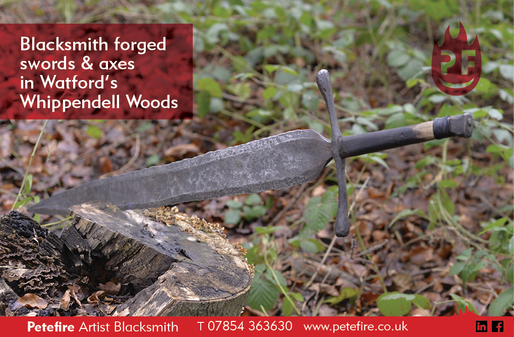 Blacksmith forged axes & hammers, Whippendell Woods, Watford, Herts