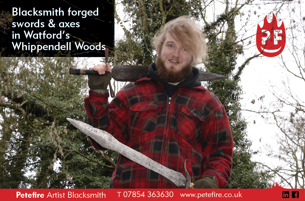 Blacksmith forged axes & hammers, Whippendell Woods, Watford, Herts