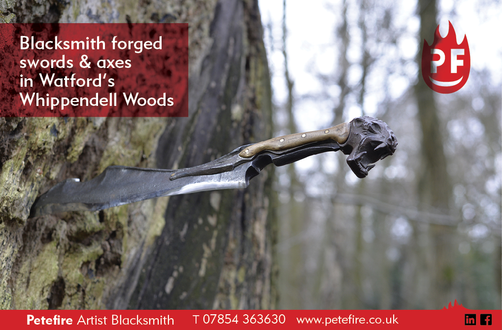 Blacksmith forged axes & hammers, Whippendell Woods, Watford, Herts