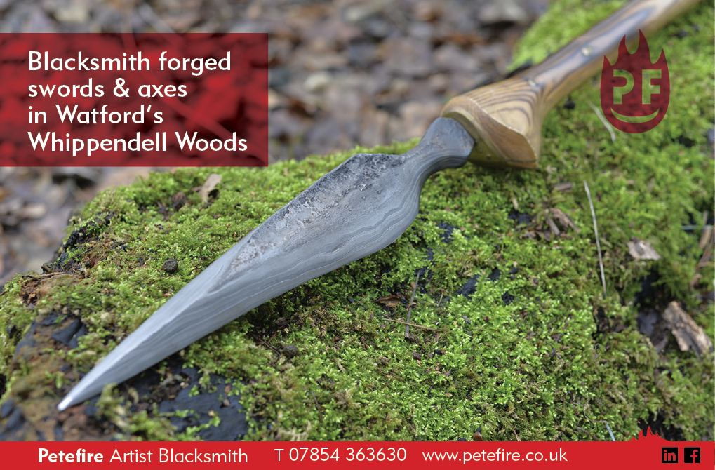 Blacksmith forged axes & hammers, Whippendell Woods, Watford, Herts