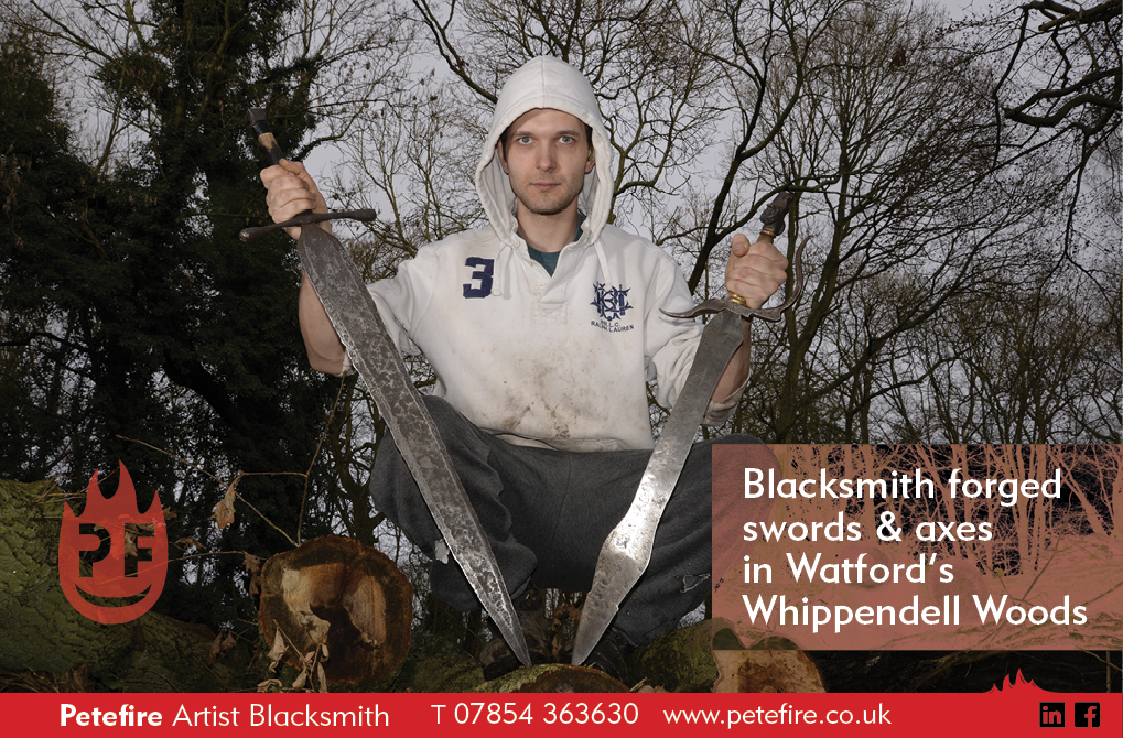 Blacksmith forged swords, Whippendell Woods, Watford, Herts