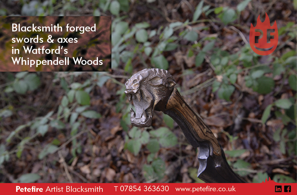 Blacksmith forged axes & hammers, Whippendell Woods, Watford, Herts