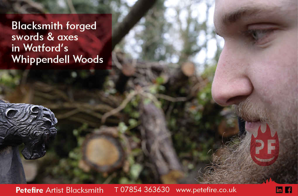 Blacksmith forged axes & hammers, Whippendell Woods, Watford, Herts