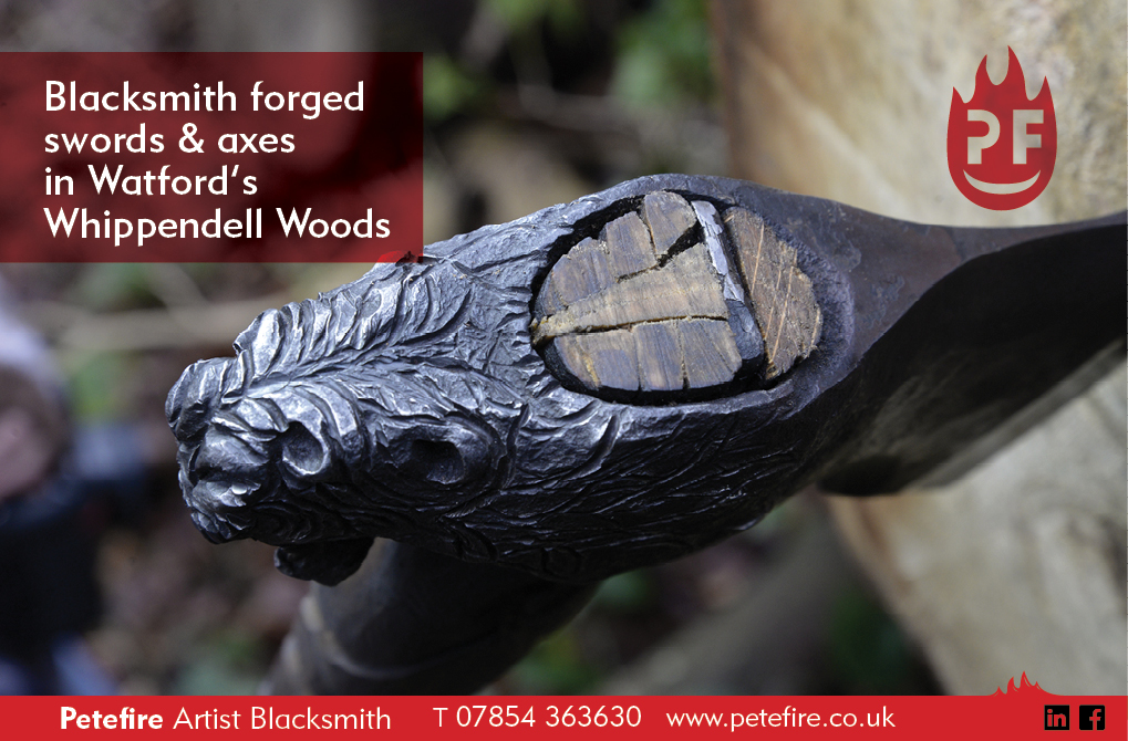 Blacksmith forged axes & hammers, Whippendell Woods, Watford, Herts