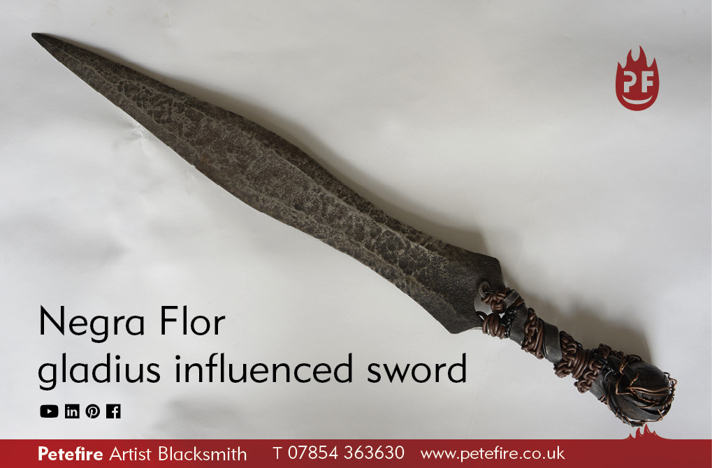 Ydmyg Kommuner Efternavn Negra Flor gladius influenced sword, Petefire Artist Blacksmith forging