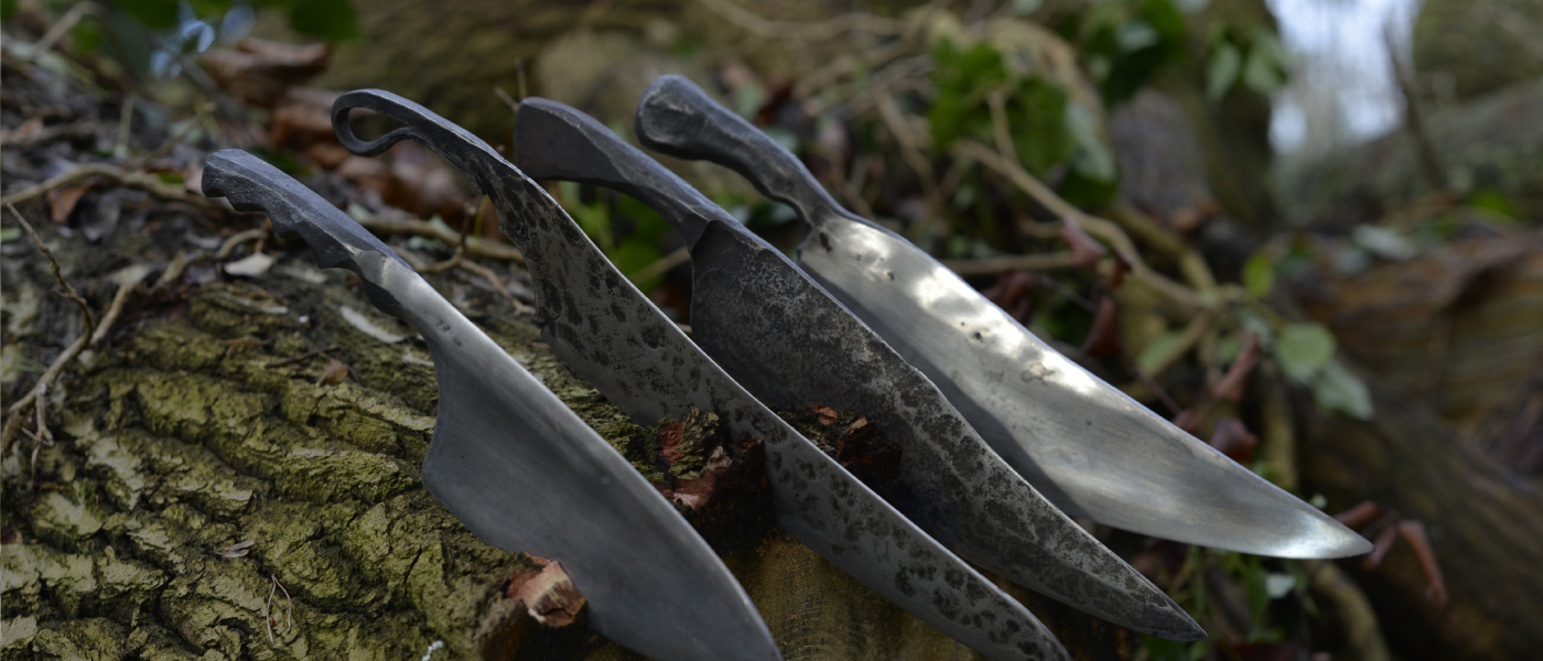 Petefire, hand forged kitchen knives. Whippendell Woods, Watford, Herts UK