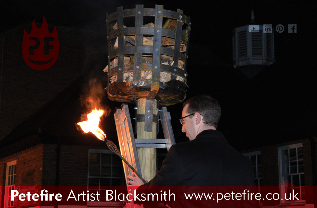 Petefire Artist Blacksmith, Watford 100th Anniversary beacon