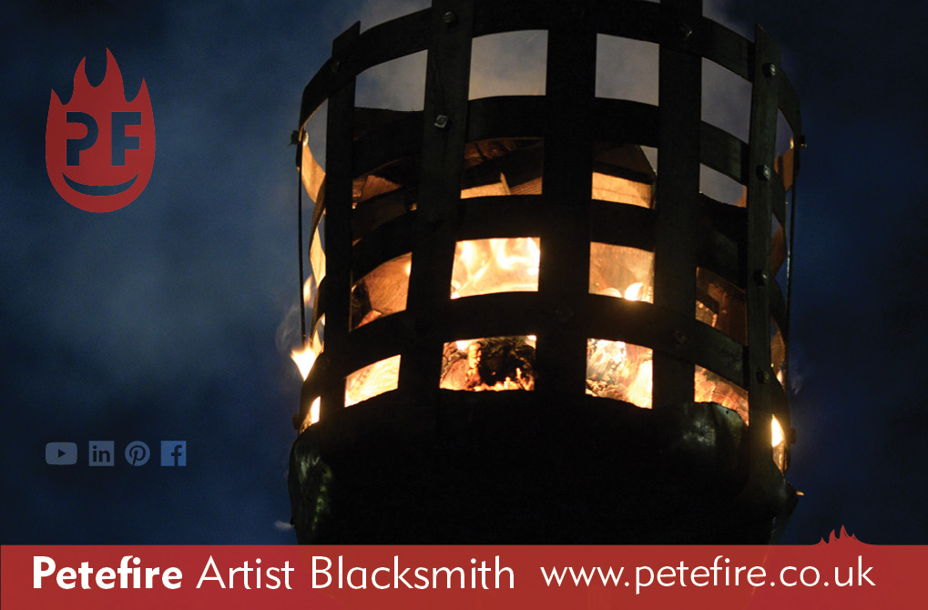 Petefire Artist Blacksmith, Watford 100th Anniversary fire beacon