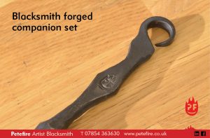 Petefire Artist Blacksmith, hot metal forged companion set