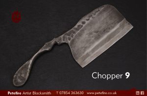 Petefire Artist Blacksmith kitchen knives: chopper 9, cleaver