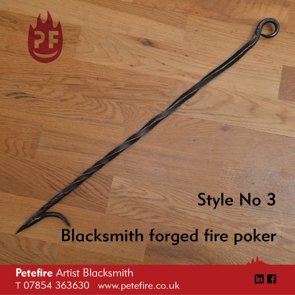 Fire poker, style no 6 Petefire Artist Blacksmith, St Albans, Herts