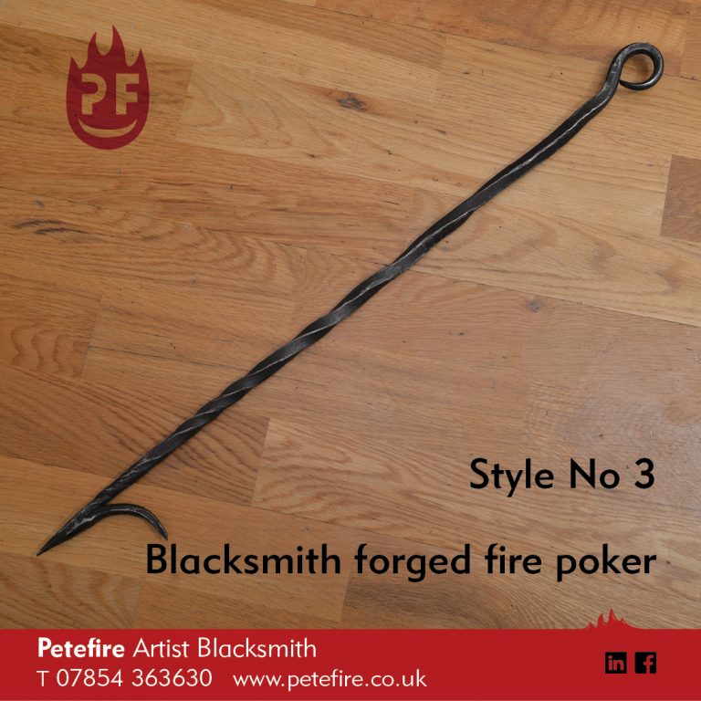 Fire poker, style no 6 Petefire Artist Blacksmith, St Albans, Herts