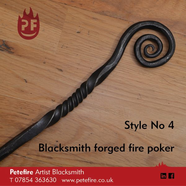Petefire Artist Blacksmith forged fire poker
