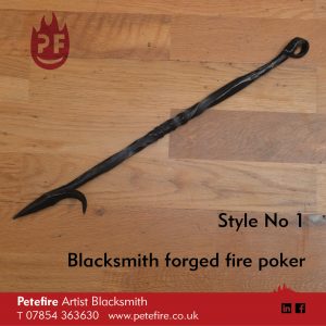 Petefire Artist Blacksmith, forged fire pokers. Style No 1