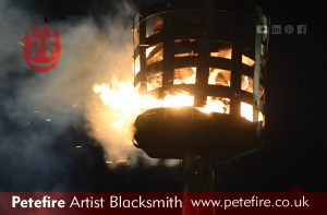 Petefire Artist Blacksmith, Watford 100th Anniversary Armistice Day fire beacon