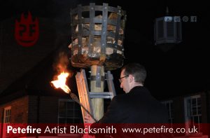 Petefire Artist Blacksmith, Watford 100th Anniversary Armistice Day fire beacon