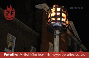 Petefire Artist Blacksmith, Watford 100th Anniversary Armistice Day fire beacon