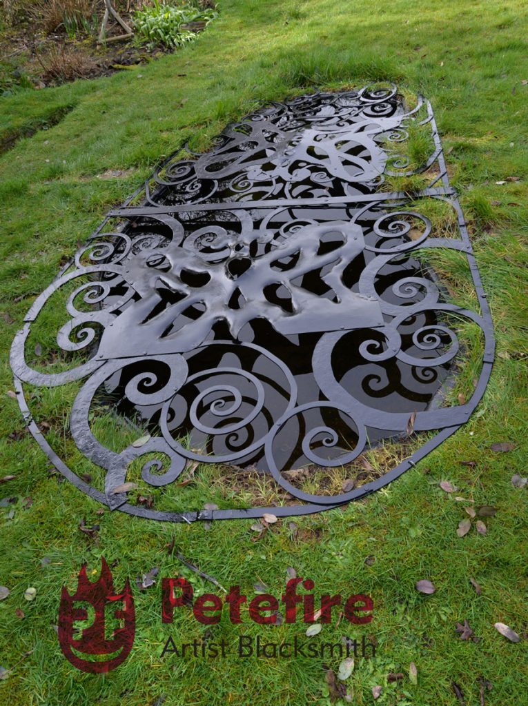 Garden pond cover commission, forged by Petefire Artist Blacksmith