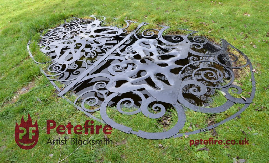 Garden pond cover commission, forged by Petefire Artist Blacksmith