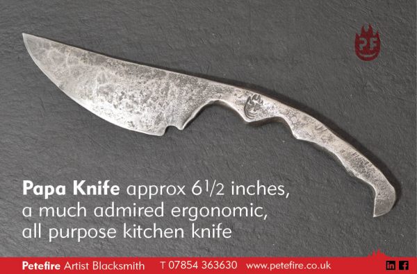 Papa kitchen knife, blacksmith hand forged