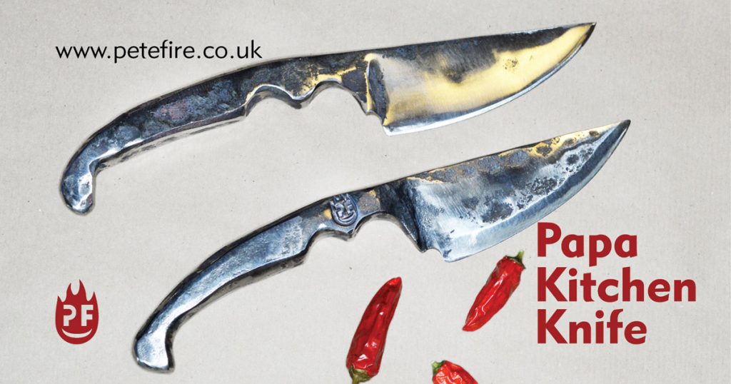 Papa hand forged kitchen knife, made in Watford, Herts by Petefire Artist Blacksmith