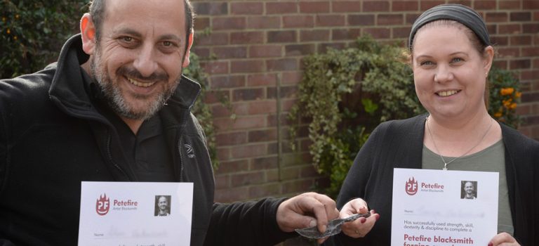 Who would you bring on a Forging Experience? Petefire Artist Blacksmith husband & wife forging experience day in Watford, Herts