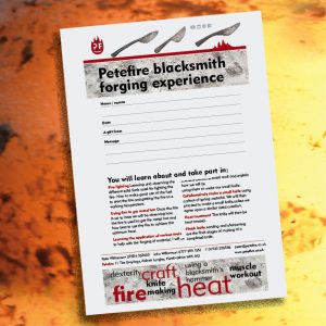 Petefire Blacksmith Forging Experience sample voucher, St Albans, Herts, England