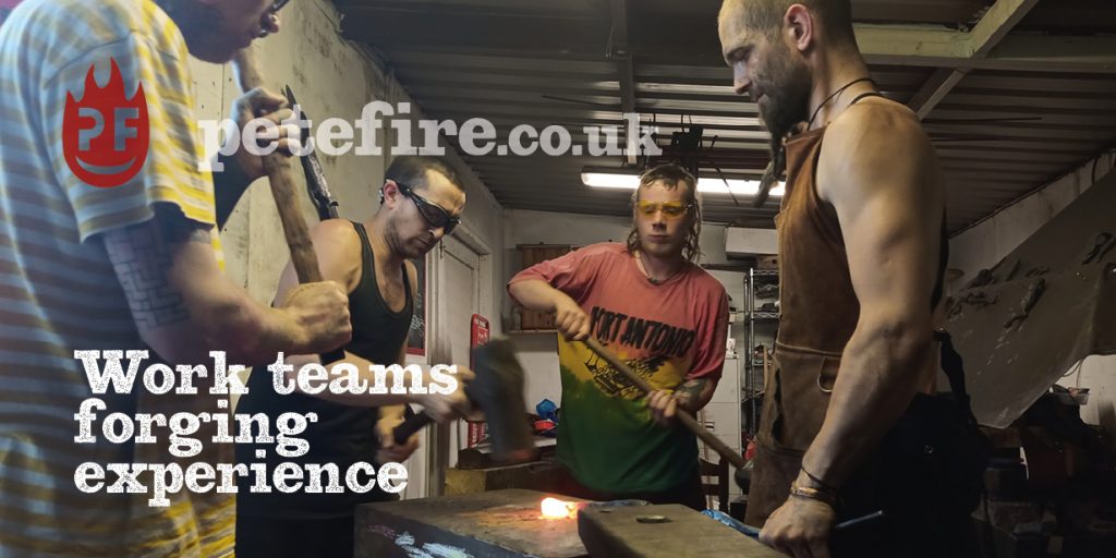 Work Teams Forging Experience – Petefire Artist Blacksmith, St Albans, Herts