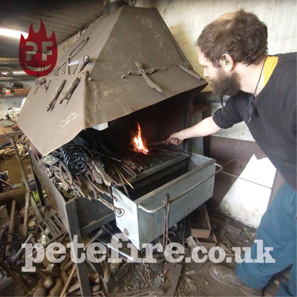 Petefire Artist Blacksmith, St Albans, Herts, England. Traditional coal fired forge