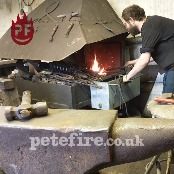 Petefire Artist Blacksmith, St Albans, Herts, England. Traditional coal fired forge