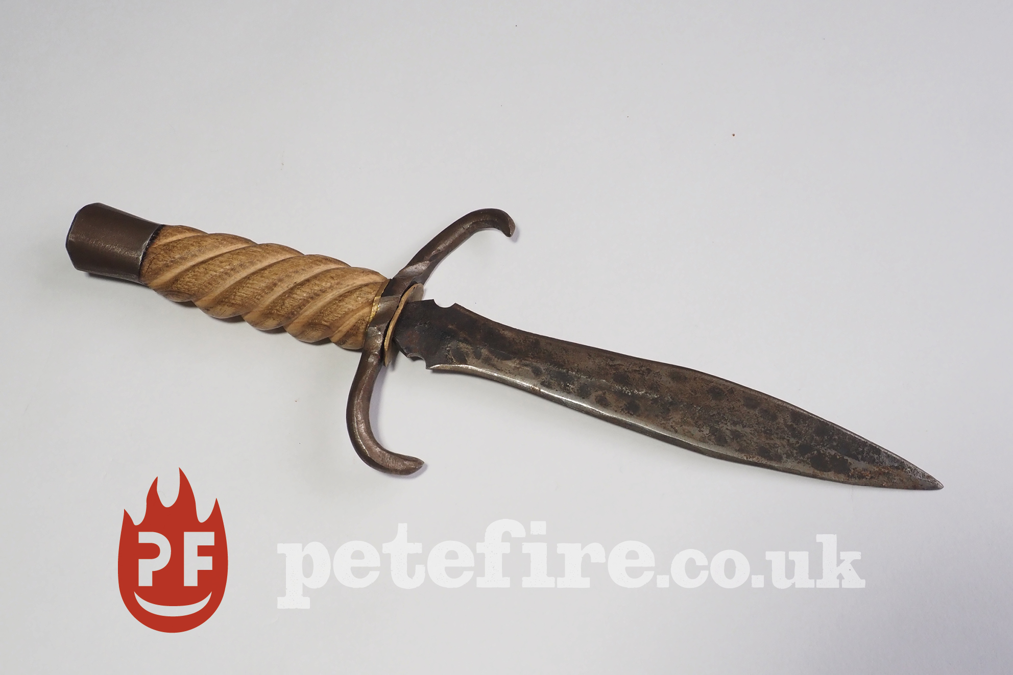 Abbots Twisty hand forged and carved knife Petefire Blacksmith